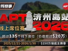 【EV扑克】推荐赛事:2026APT济州岛站线上席位赛【球盟会】